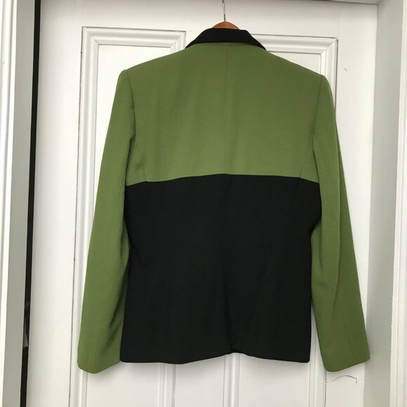 Preston & York Blazer Women’s Size 6 Green & Black Solid Open Front Sleeves - Picture 5 of 9